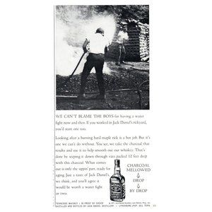 1971 Jack Daniels Tennessee Whiskey Vintage Print Ad Water Fight Maple Wall Art